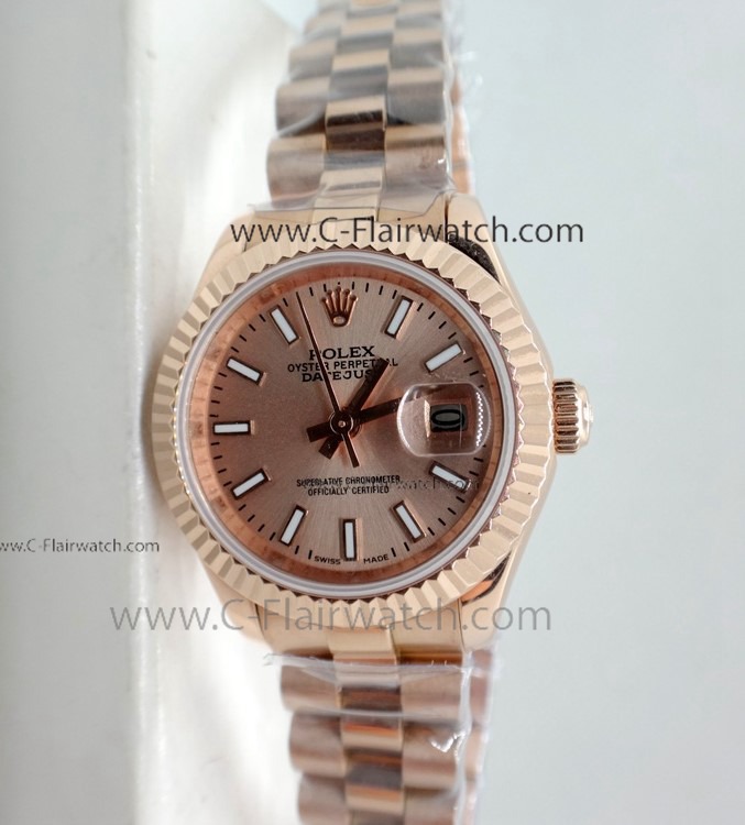 Fake Rolex Presidential Datejust Rose Gold 28mm Watch